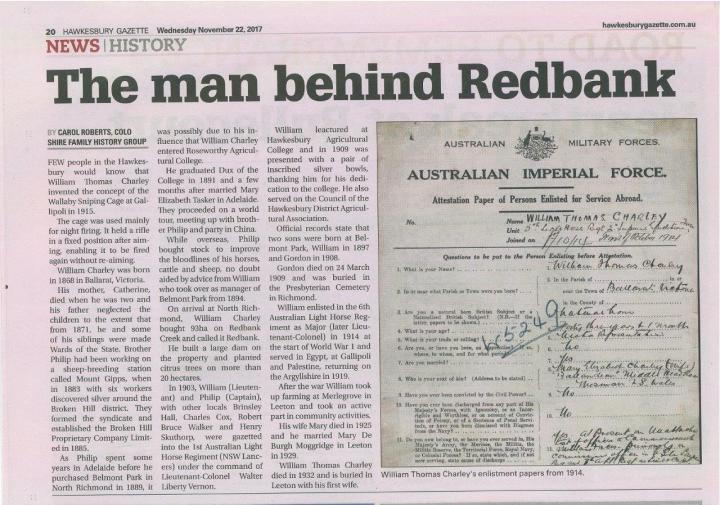 William Thomas Charley Gazette 22 Nov 2017